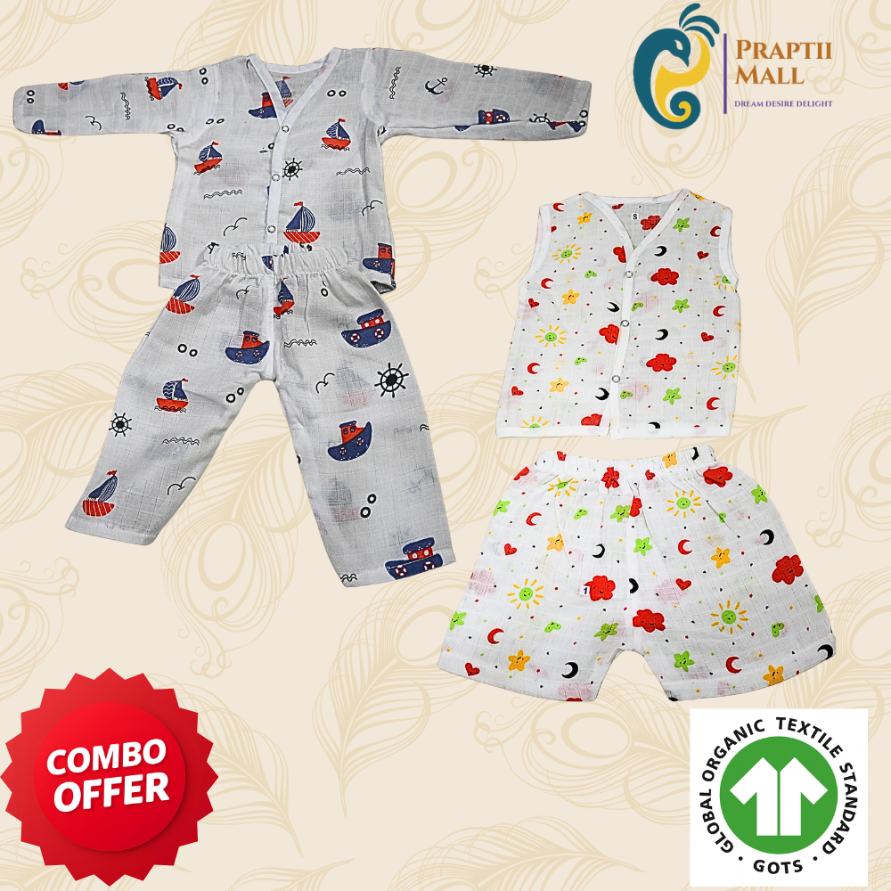 Muslin Night Suit & Jabla Cord Set