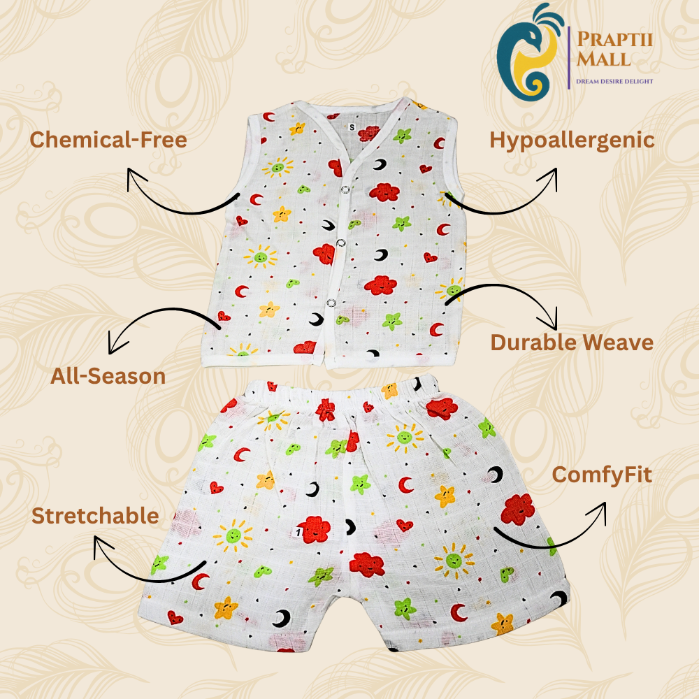 Muslin Night Suit & Jabla Cord Set