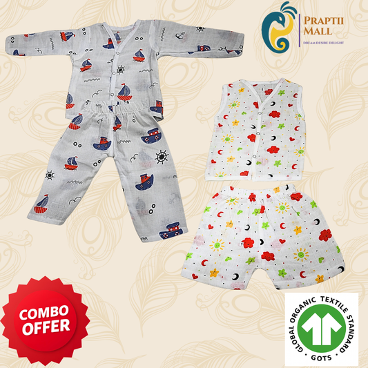Muslin Night Suit & Jabla Cord Set